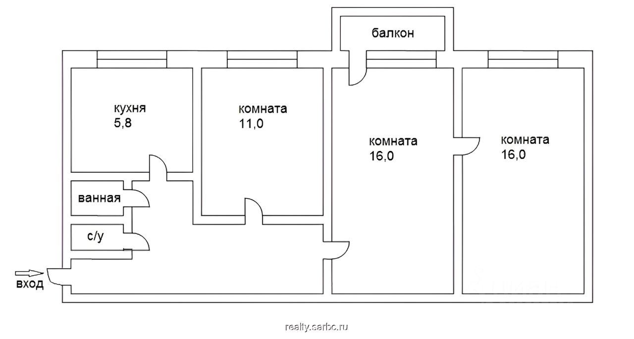 План четырехкомнатной квартиры в панельном доме 5 ти этажном