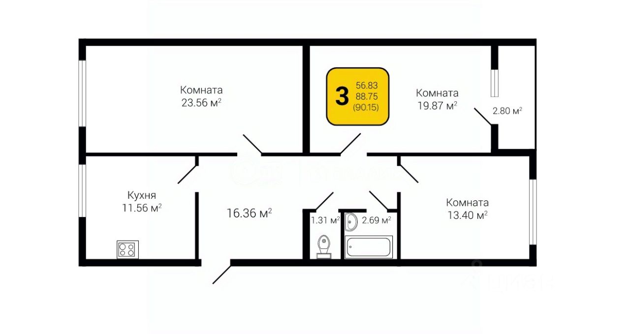 Купить трехкомнатную квартиру в Воронеже, 2 606 объявлений о продаже жилой  недвижимости по цене от 5,2 млн ₽ на N1.