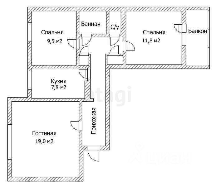 3 комнатная нижнекамск. Схема квартиры трешки в панельном доме. Планировка 4 комнатной квартиры.
