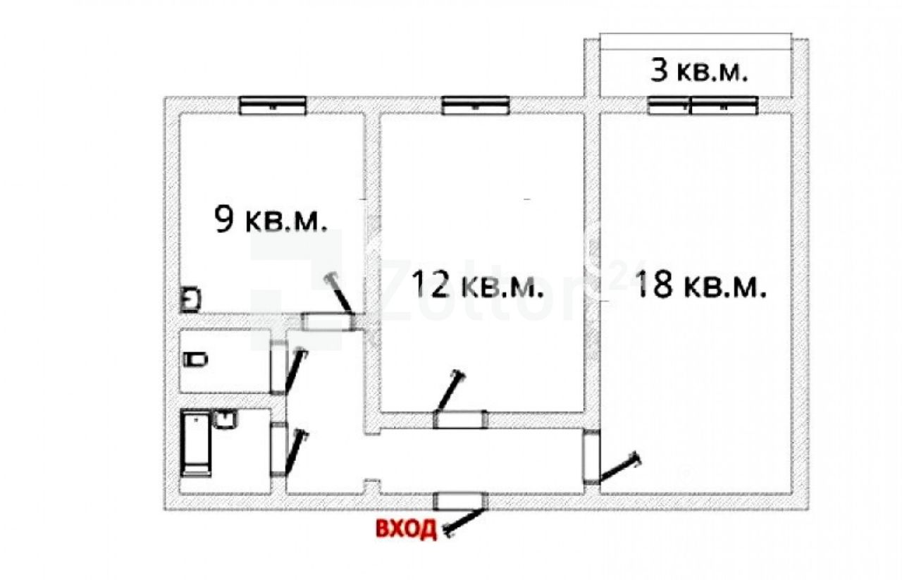 План квартиры 121 серии 3 х комнатной