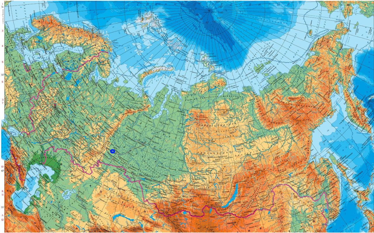 Физическая карта россии рельеф