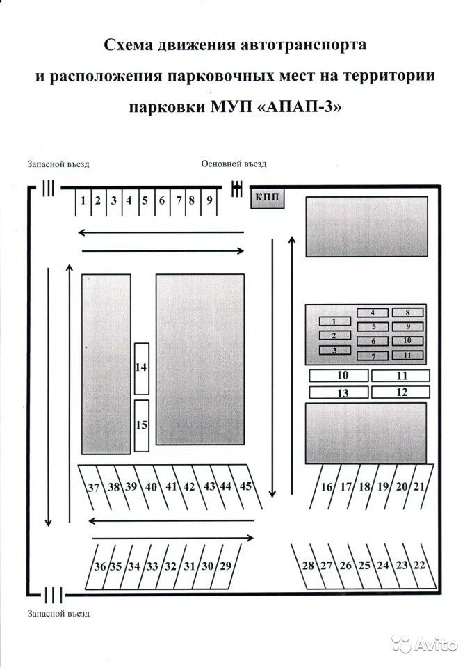 Тип места. Схема крытых стоянок муниципальных предприятиях СССР.