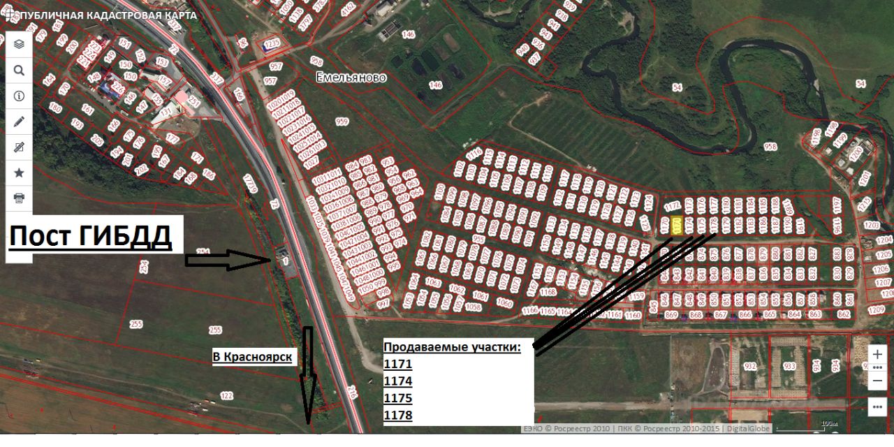 Кадастровая карта емельяновского района д крутая