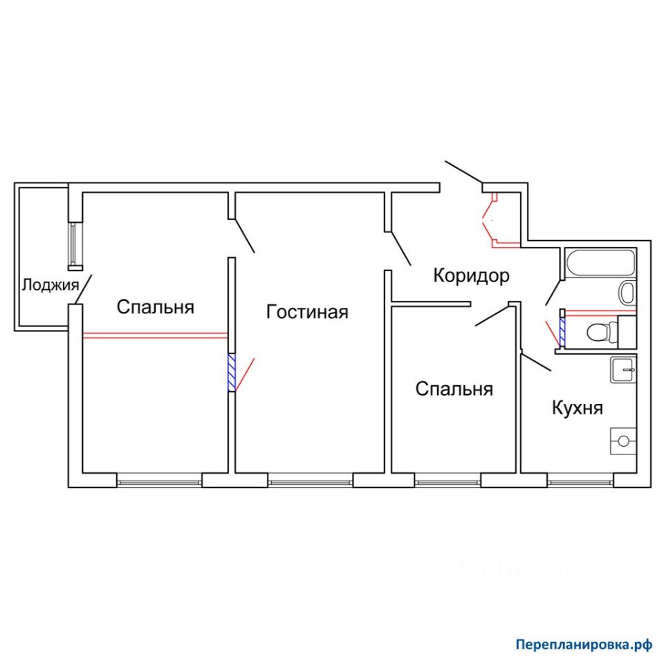 План 4х комнатной квартиры в панельном доме