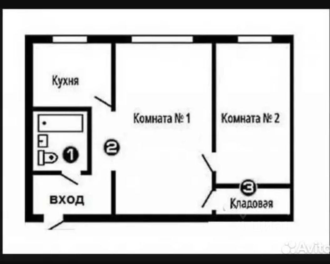 План двухкомнатной квартиры хрущевки с проходной комнатой с размерами