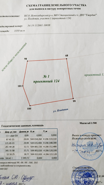 Акт выноса в натуру границ земельного участка образец