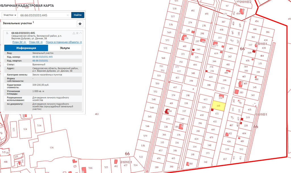 Кадастровая карта верхнее дуброво