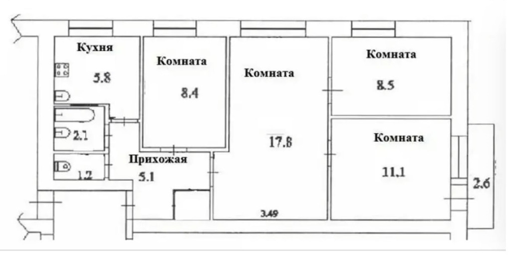 План четырехкомнатной квартиры улучшенной планировки