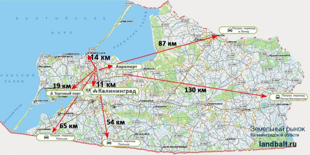 Карта гурьевского района калининградской области подробная с поселками