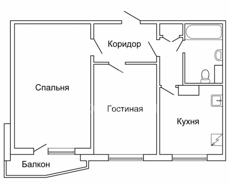 План 3 комнатной квартиры в панельном доме 9 этажей с лоджией и балконом